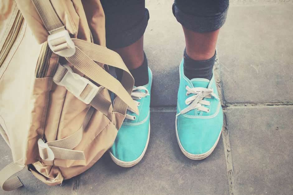 sneakers and backpack